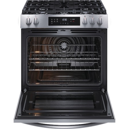 Frigidaire 30ftft Front Control Gas Range with Convection Bake and Self-Clean FCFG3083AS
